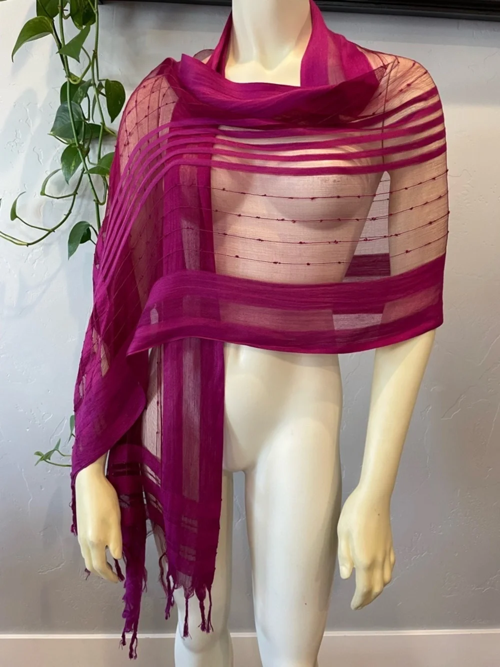 New sheer cotton/silk Fuchsia Wrap/pashmina/Shawl Lightweight Women's Accessory